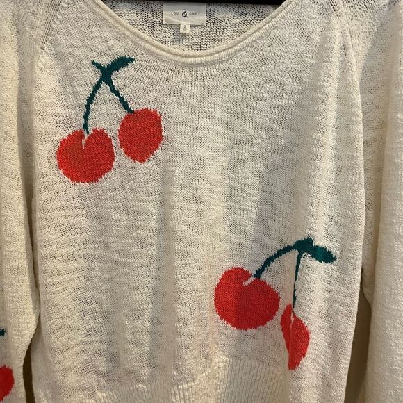 Lou & Grey Cherry Print Womens Knit Sweater S - Picture 3 of 11